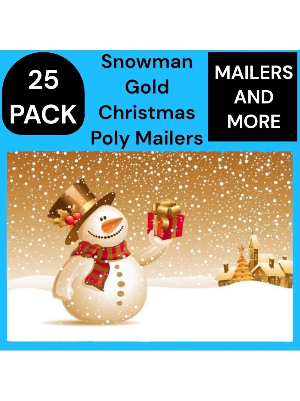 25 10X13 Poly Mailers Snowman Christmas Shipping Envelopes PRICE IS FIRM - Picture 3 of 8